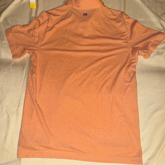 Travis Mathew Mens Large Orange Heathered Palm Tree Graphic Golf Polo Shirt - Picture 5 of 5